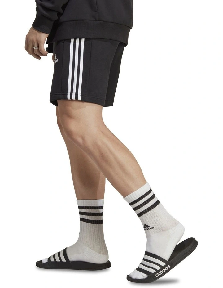 Essentials French Terry 3-Stripes Shorts in Black/White image 3