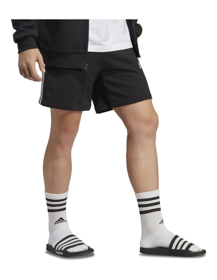 Essentials French Terry 3-Stripes Shorts in Black/White image 4