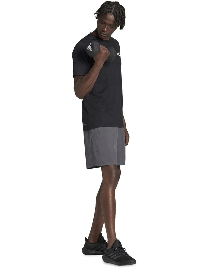 Train Essentials Woven Training Shorts in Grey Fivbe/Black image 4