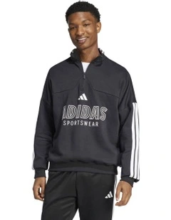 House of Tiro Fleece Zip Track Top in Black