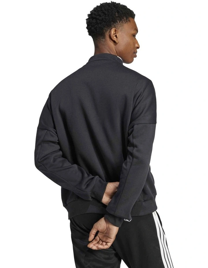 House of Tiro Fleece Zip Track Top in Black image 2