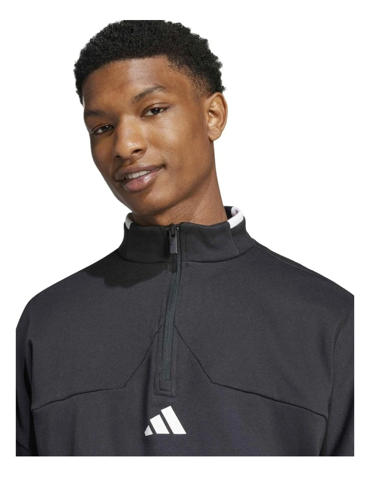 House of Tiro Fleece Zip Track Top in Black image 4
