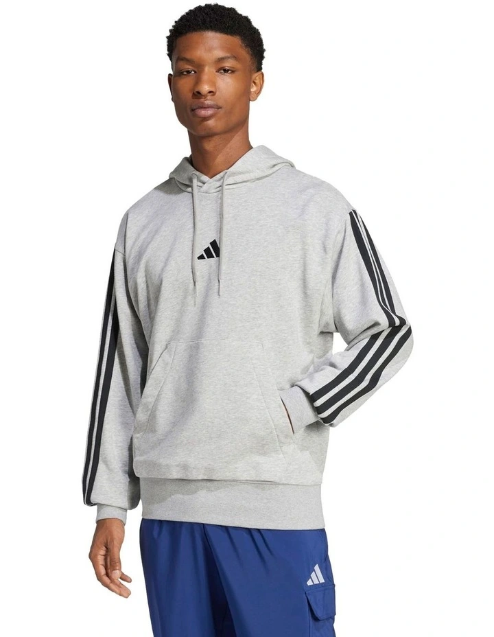 Essentials 3-Stripes French Terry Hoodie in Grey image 1