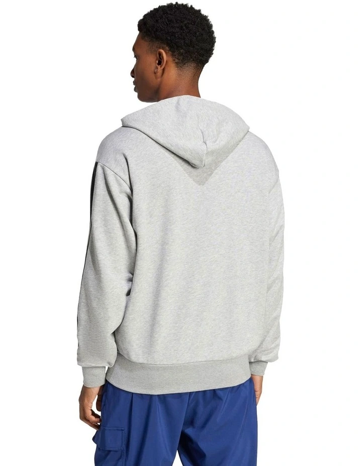 Essentials 3-Stripes French Terry Hoodie in Grey image 2