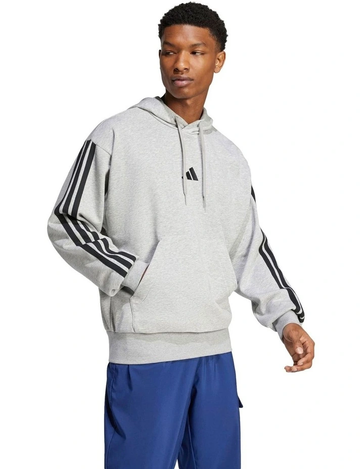 Essentials 3-Stripes French Terry Hoodie in Grey image 3