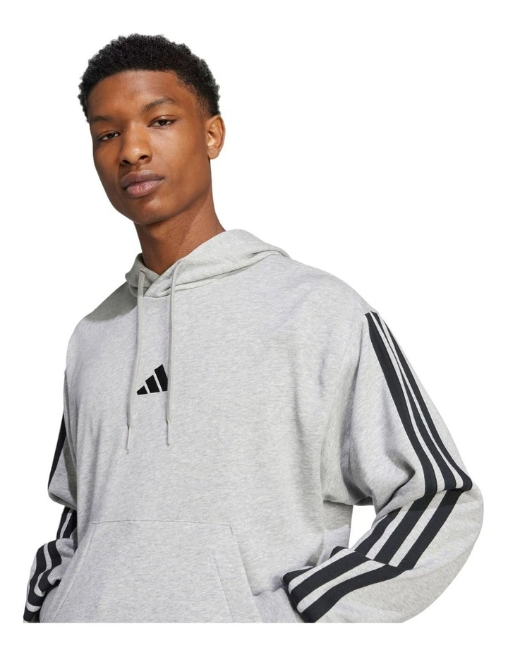 Essentials 3-Stripes French Terry Hoodie in Grey image 4