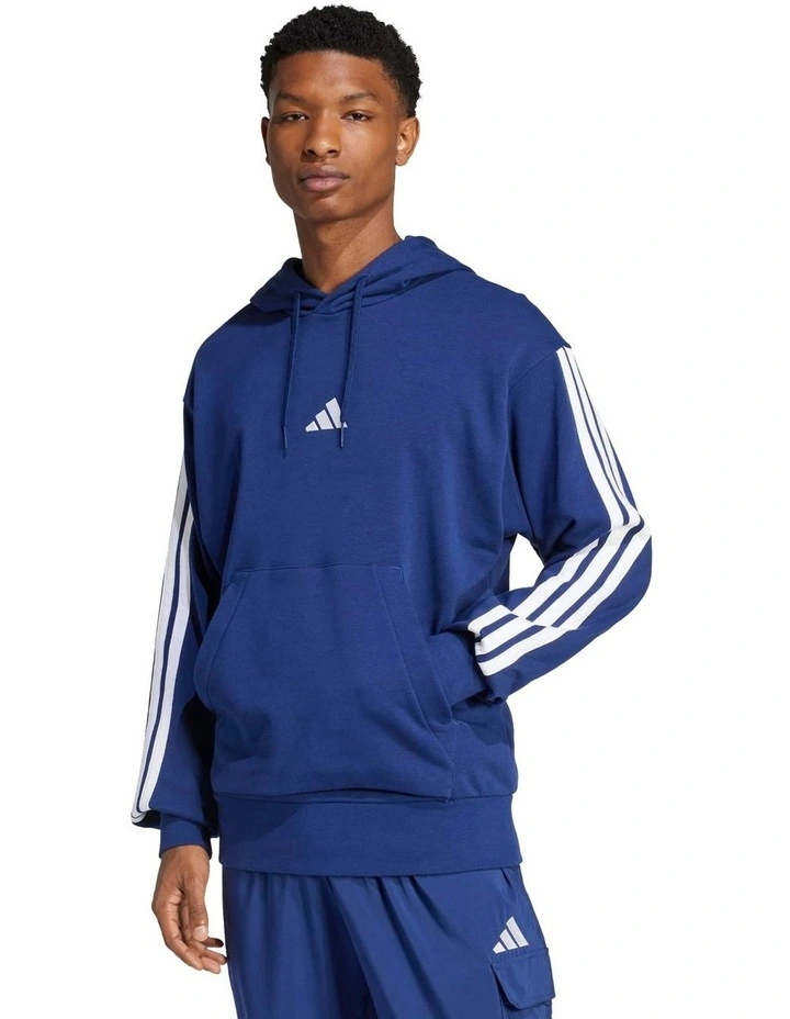 Essentials 3-Stripes French Terry Hoodie in Blue image 1