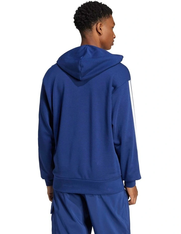 Essentials 3-Stripes French Terry Hoodie in Blue image 2