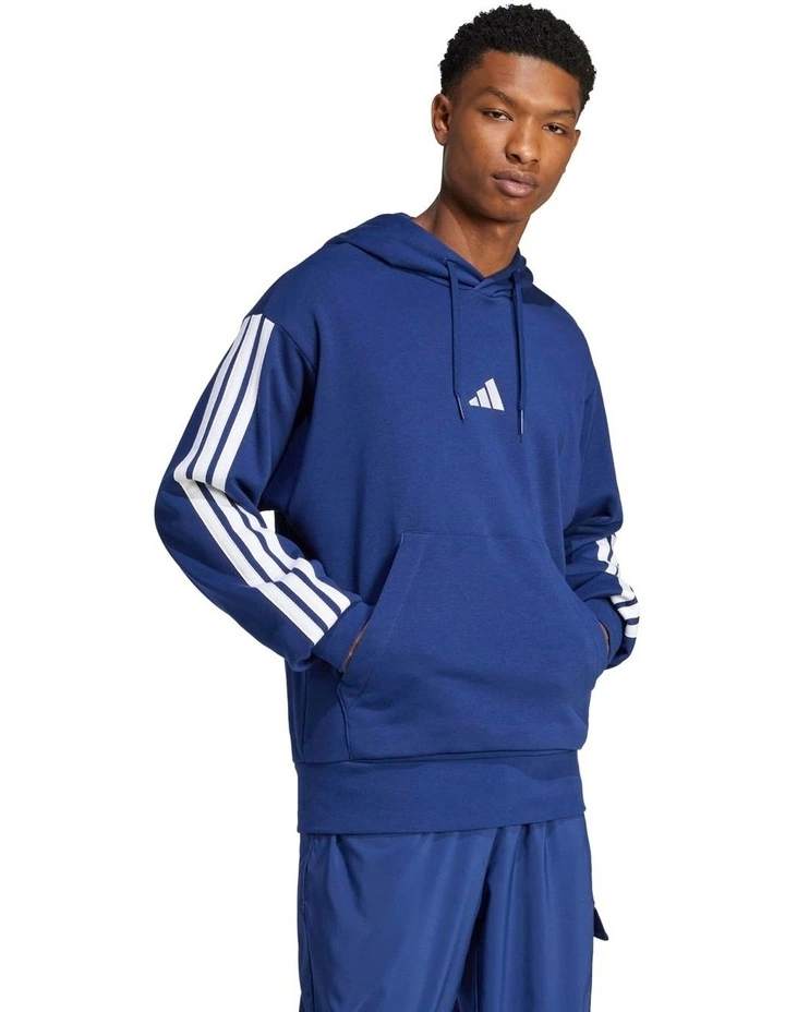 Essentials 3-Stripes French Terry Hoodie in Blue image 3