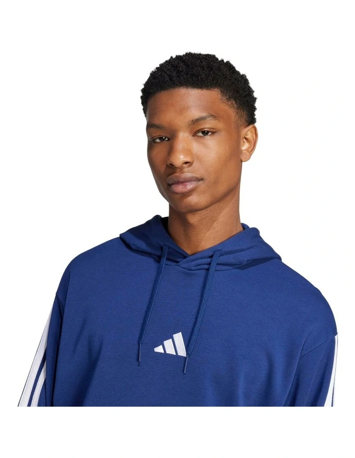 Essentials 3-Stripes French Terry Hoodie in Blue image 4