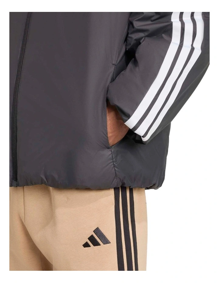 Essentials Climawarm 3 Stripes Insulated Hooded Jacket in Black image 4