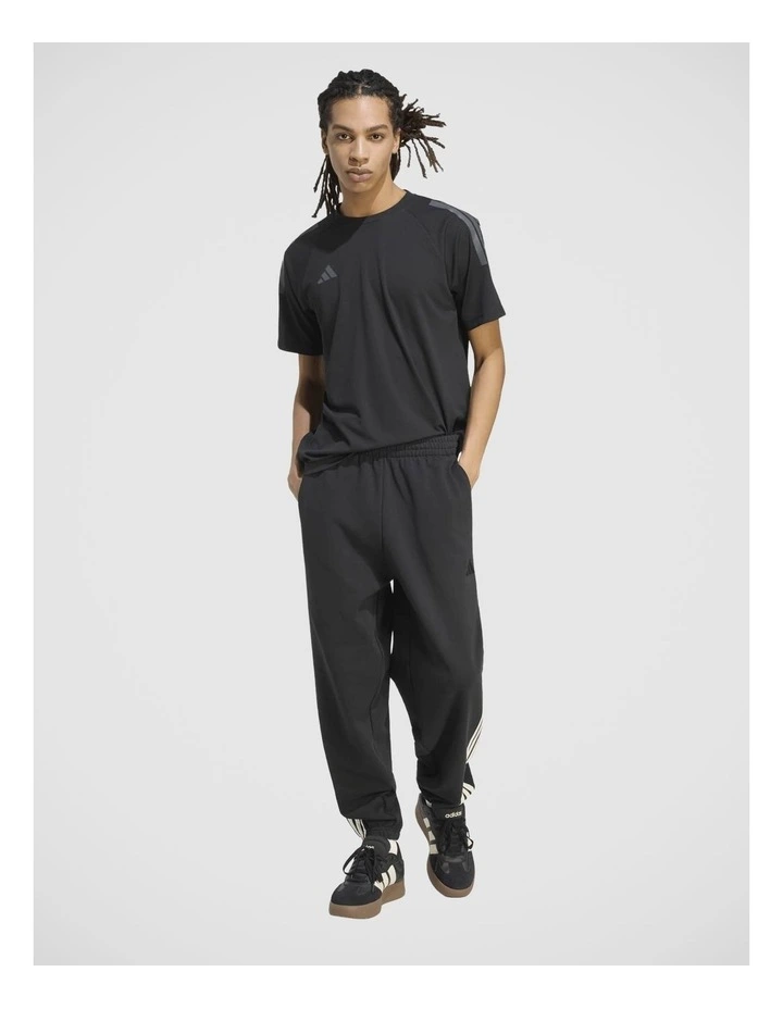Kit 3-Stripes Regular Cuffed Joggers in Black and Off White image 3