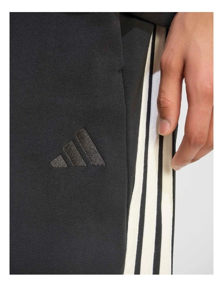 Kit 3-Stripes Regular Cuffed Joggers in Black and Off White image 4