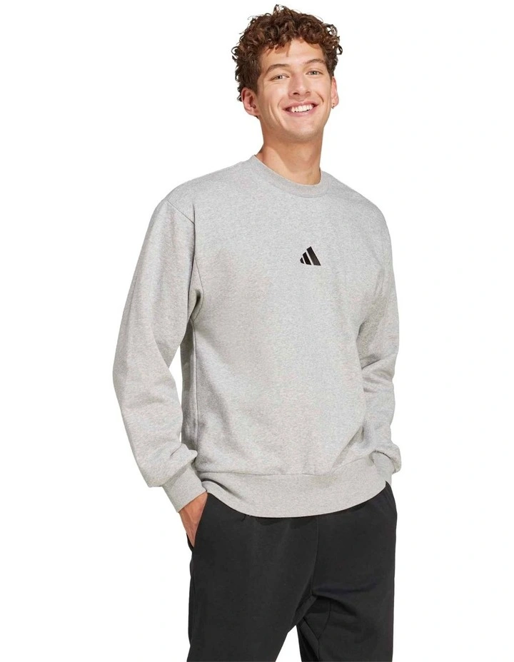 Essentials Feelcozy Fleece Sweatshirt in Medium Grey Heather image 3
