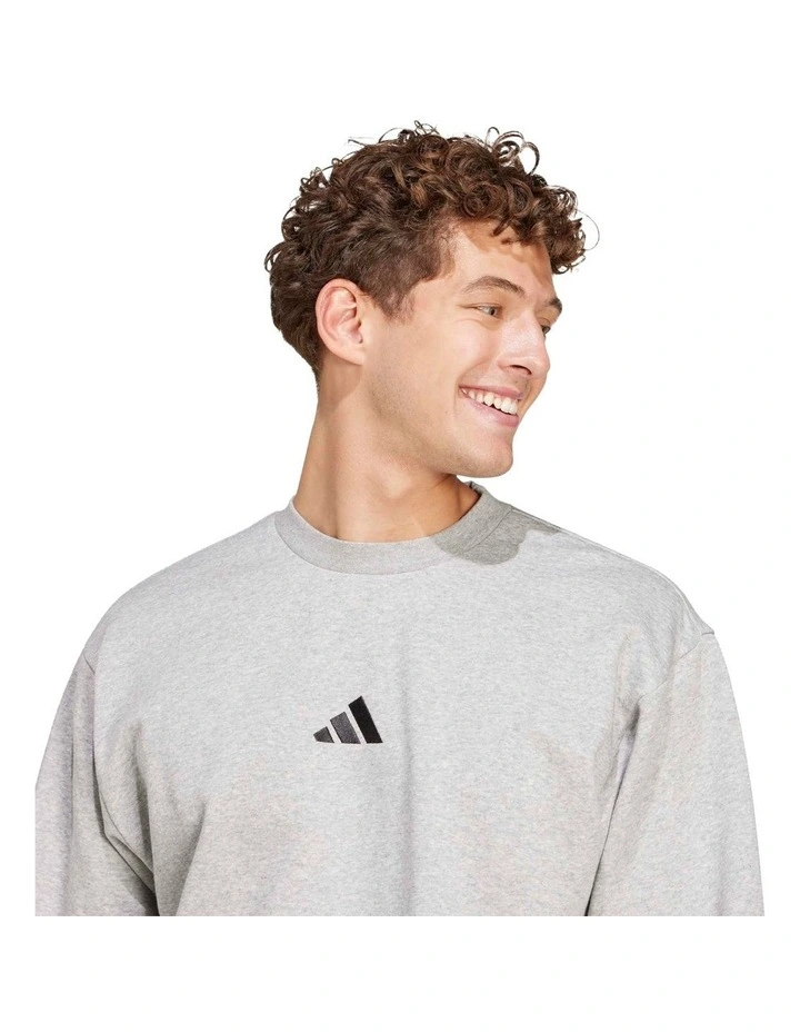 Essentials Feelcozy Fleece Sweatshirt in Medium Grey Heather image 4