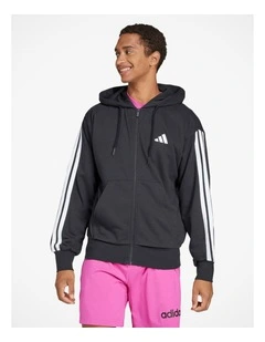 Essentials 3-Stripes French Terry Full-Zip Hoodie