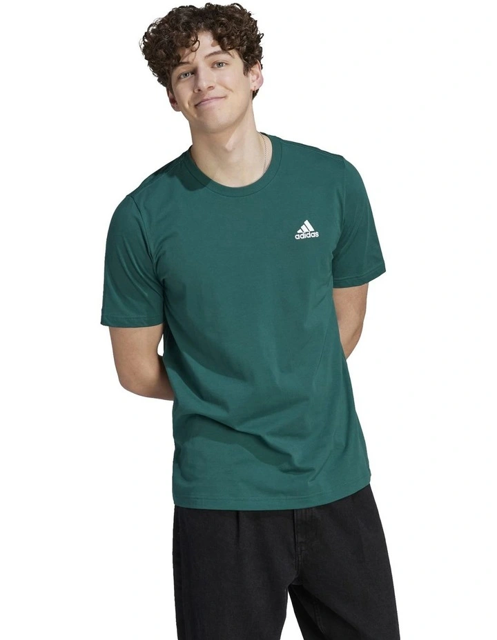 Essentials Single Jersey Embroidered Small Logo T-shirt in Collegiate Green image 1