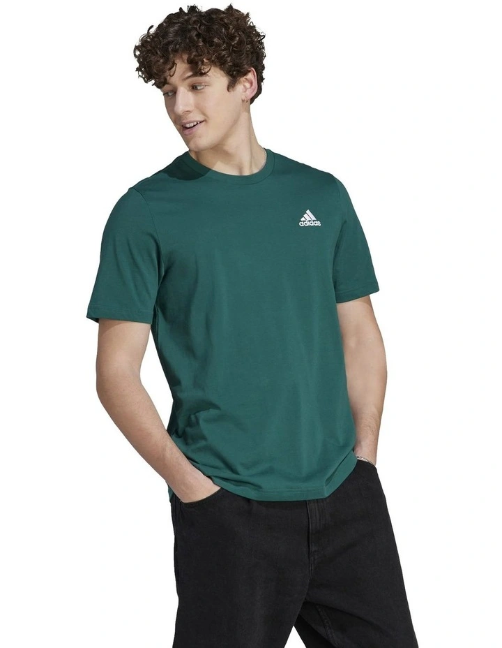 Essentials Single Jersey Embroidered Small Logo T-shirt in Collegiate Green image 3