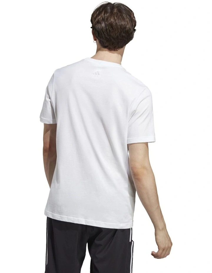 Essentials Single Jersey Linear Embroidered Logo T-shirt in White/Black image 2