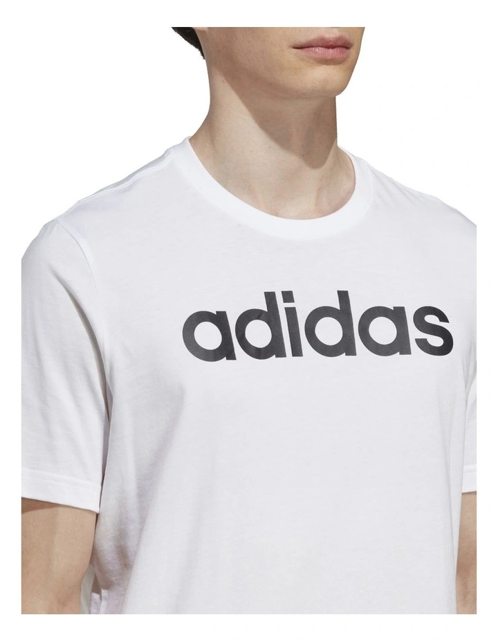 Essentials Single Jersey Linear Embroidered Logo T-shirt in White/Black image 4