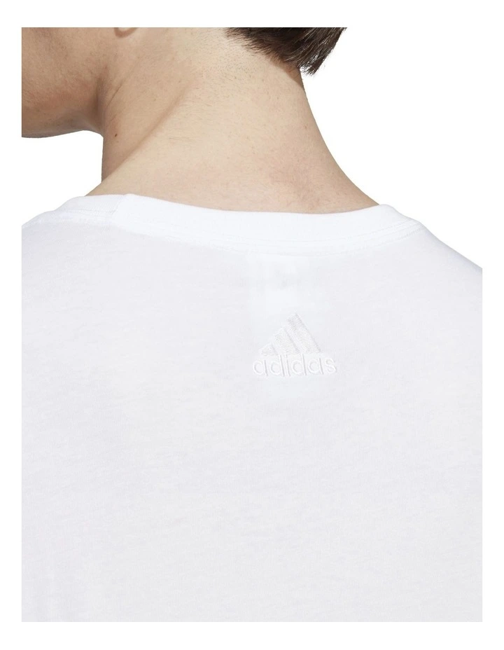 Essentials Single Jersey Linear Embroidered Logo T-shirt in White/Black image 5