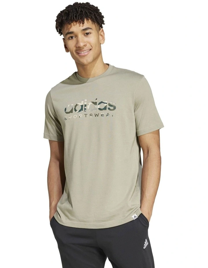 Camo Linear Graphic T-shirt in Silver Pebble image 1