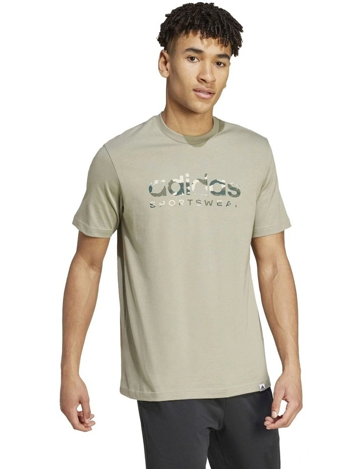 Camo Linear Graphic T-shirt in Silver Pebble image 3
