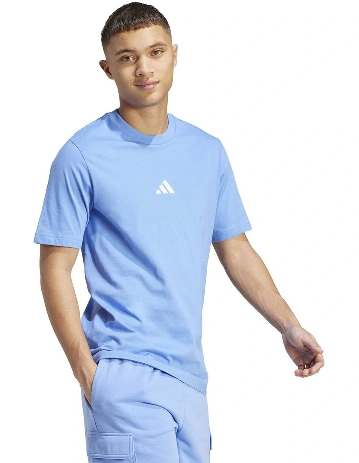 Essentials Small Logo Single Jersey T-shirt in Blue image 3
