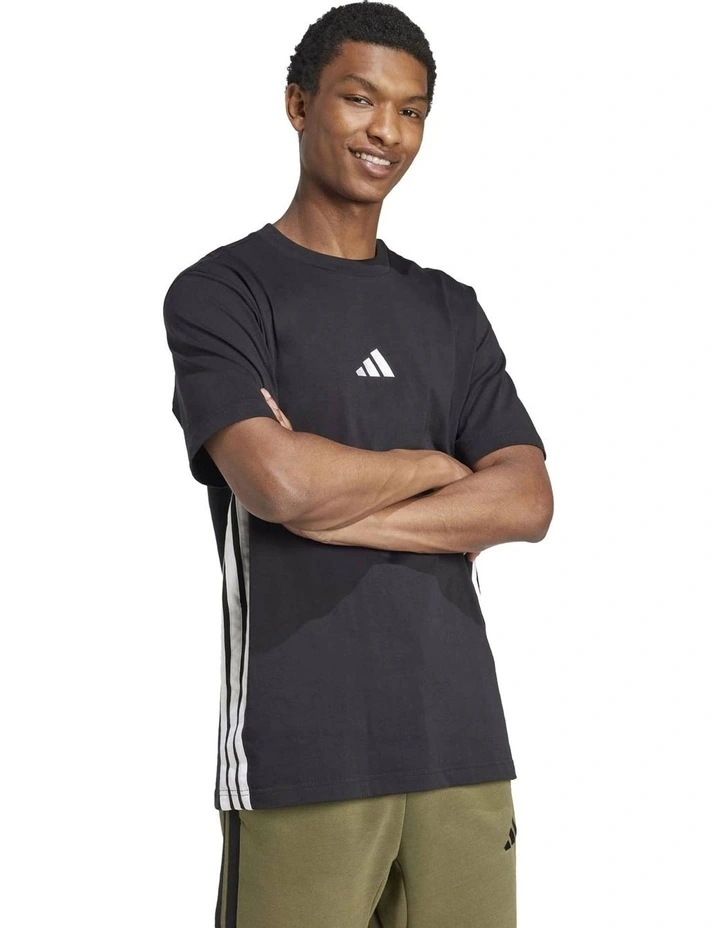 Essentials 3-Stripes Single Jersey T-shirt in Black image 3