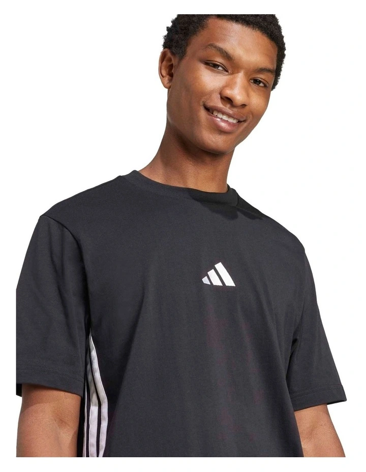 Essentials 3-Stripes Single Jersey T-shirt in Black image 4