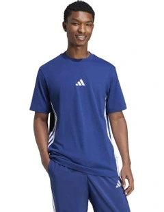 Essentials 3-Stripes Single Jersey T-shirt in Dark Blue/Navy
