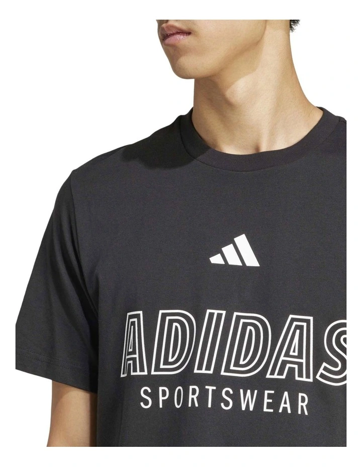 House of Tiro Linear Graphic Tee in Black image 4