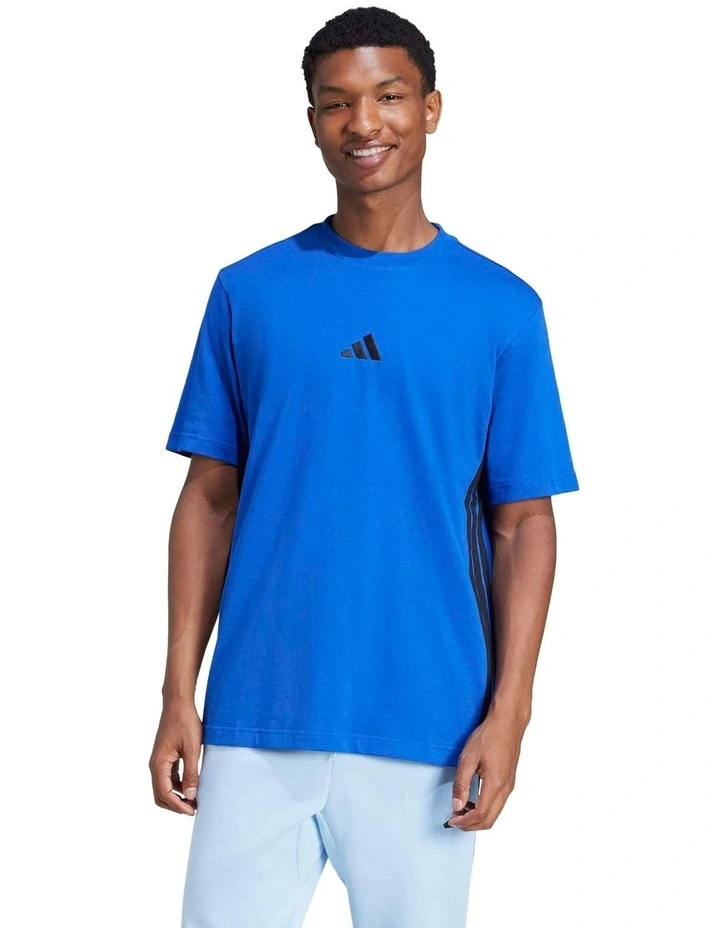 Essentials 3-Stripes Single Jersey T-shirt in Blue image 1