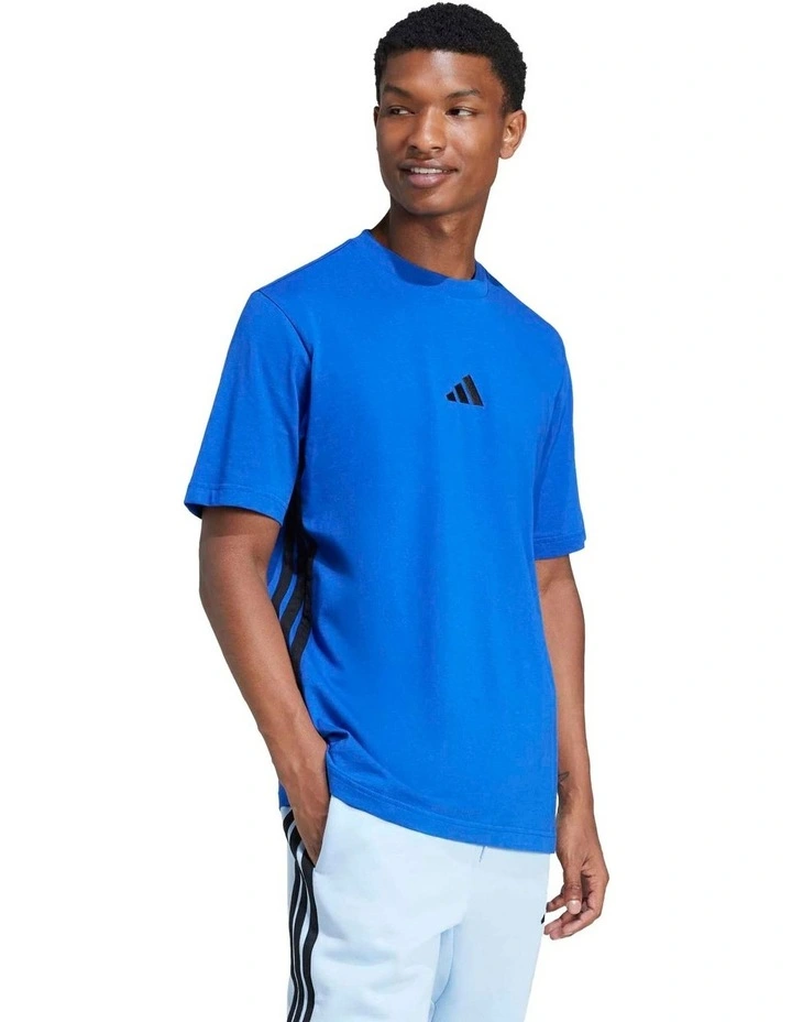 Essentials 3-Stripes Single Jersey T-shirt in Blue image 3