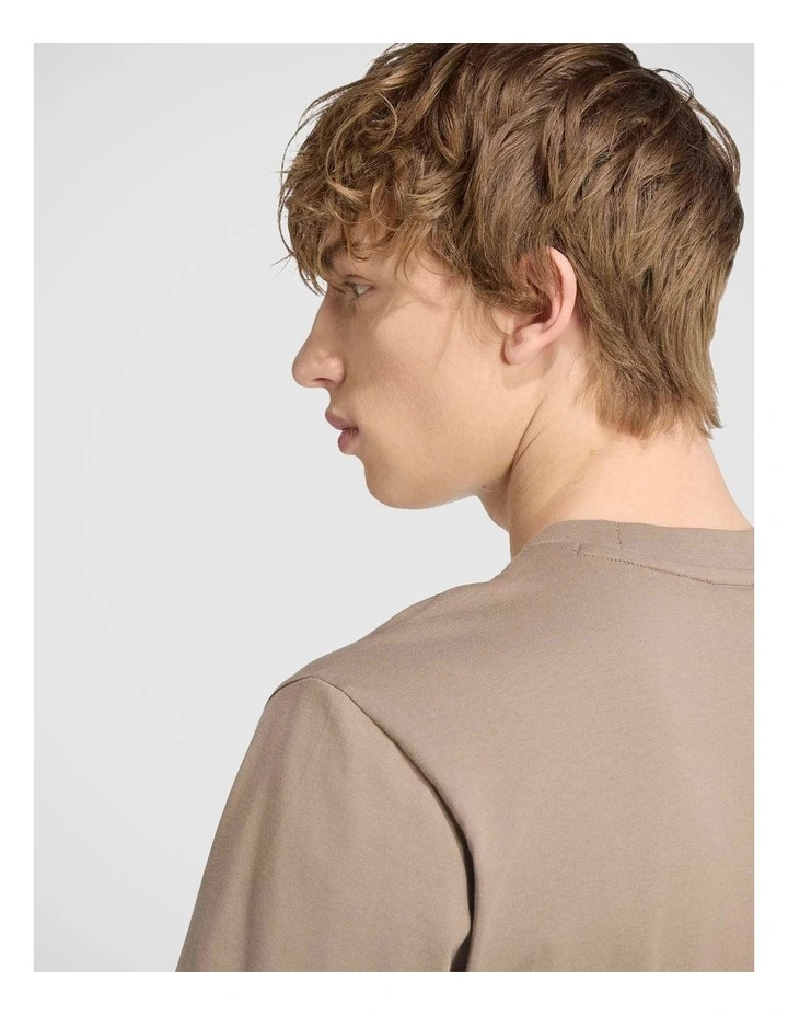Essentials Small Logo Single Jersey T-Shirt in Khaki image 5