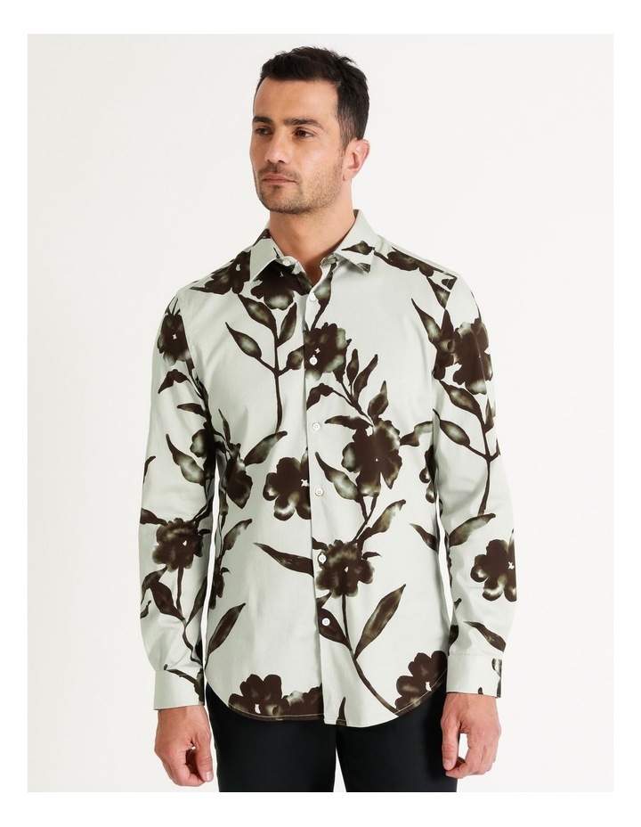 Floral Long Sleeve Stretch Slim Shirt