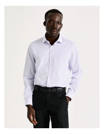 Tailored Long Sleeve 2 Colour Check Shirt in Purple