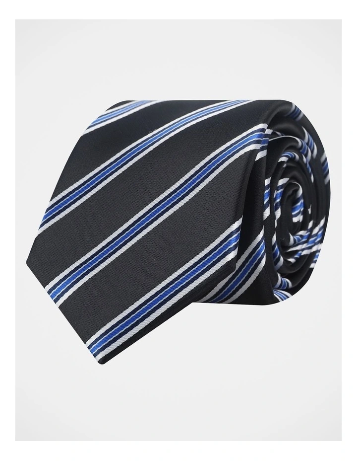 BLAQ STRIPE TIE NAVY/WHITE image 1