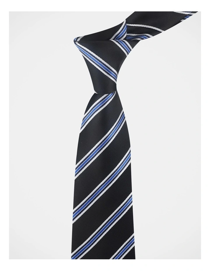 BLAQ STRIPE TIE NAVY/WHITE image 2