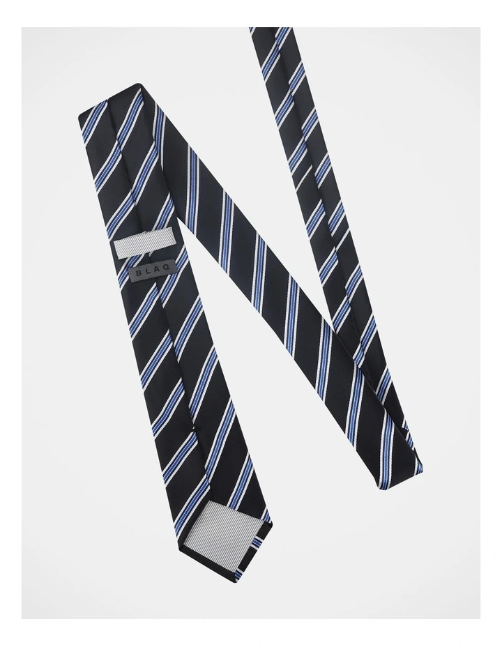 BLAQ STRIPE TIE NAVY/WHITE image 3