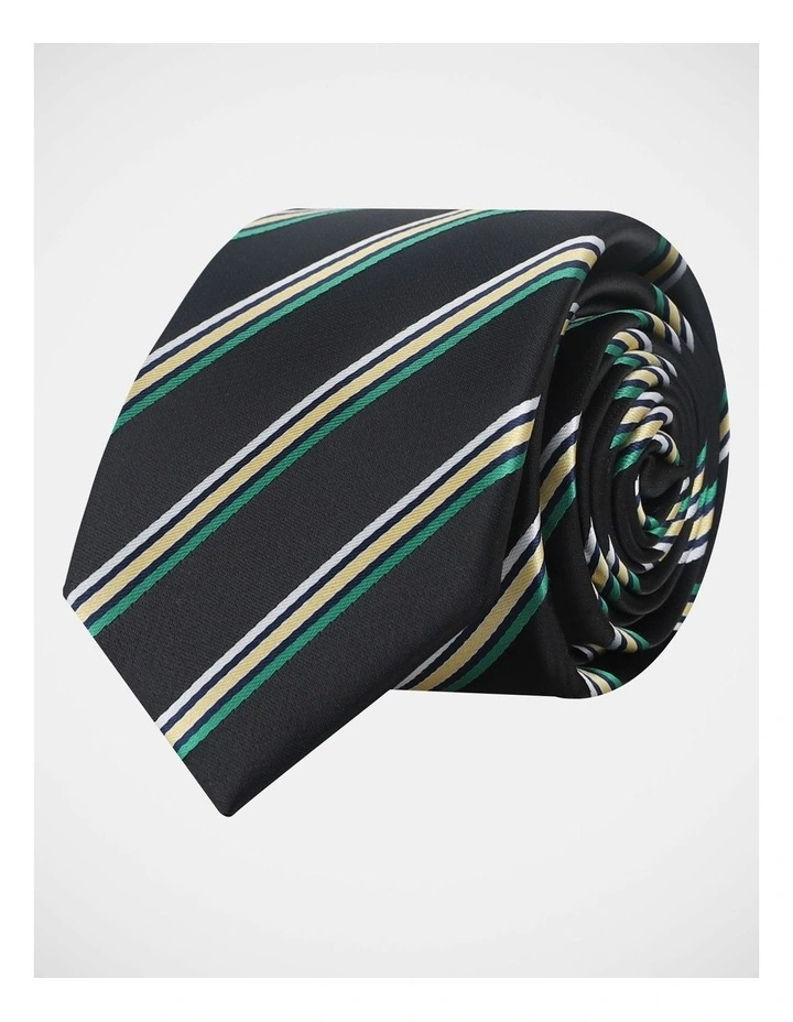 Stripe Tie in Navy/Yellow image 2