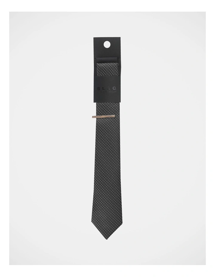 Tie Set With Tie Bar 2 Pack in Black and Grey image 1