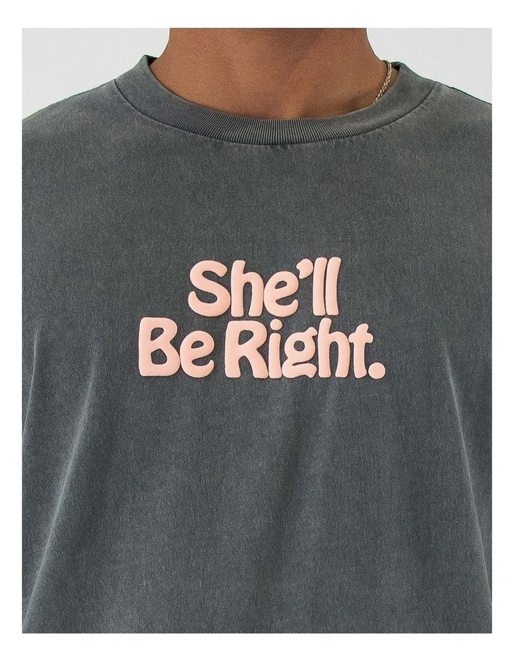 She'll Be Right Long Sleeve Tee in Charcoal image 4