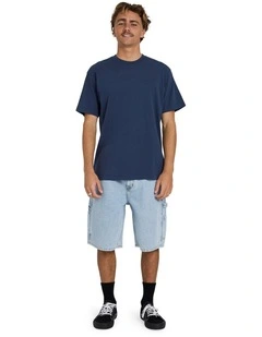Premium Wave Wash Short Sleeves Tee in Blue