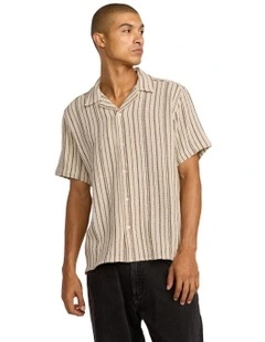 Vacancy Stripe Short Sleeve Shirt in Ceramic