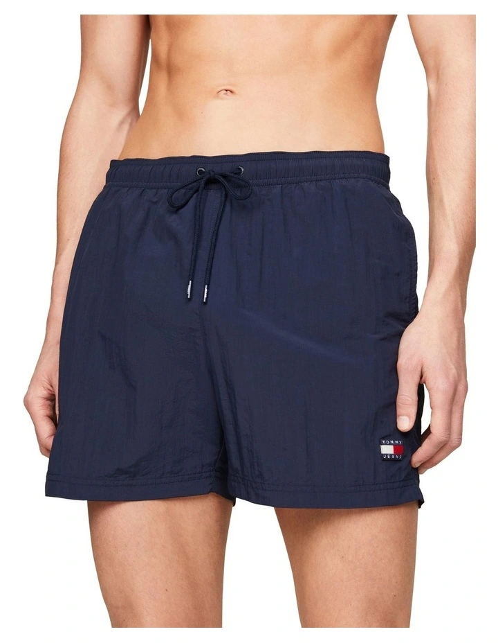 Heritage Mid Length Crinkle Swim Shorts in Navy image 1