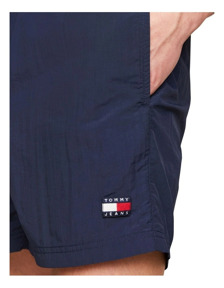 Heritage Mid Length Crinkle Swim Shorts in Navy image 4