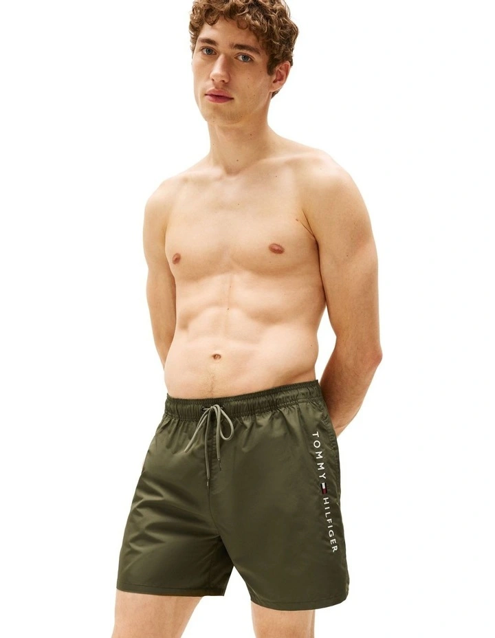 Original Drawstring Mid Length Swim Shorts in Green image 1