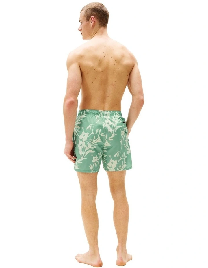Original Print Mid Length Swim Shorts in Green image 2