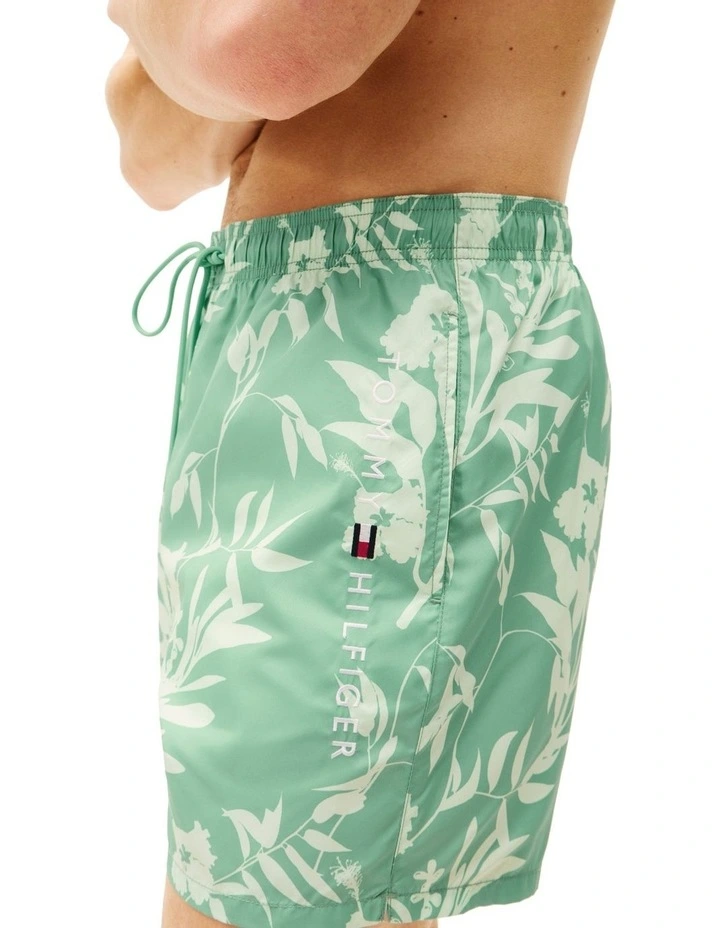 Original Print Mid Length Swim Shorts in Green image 4